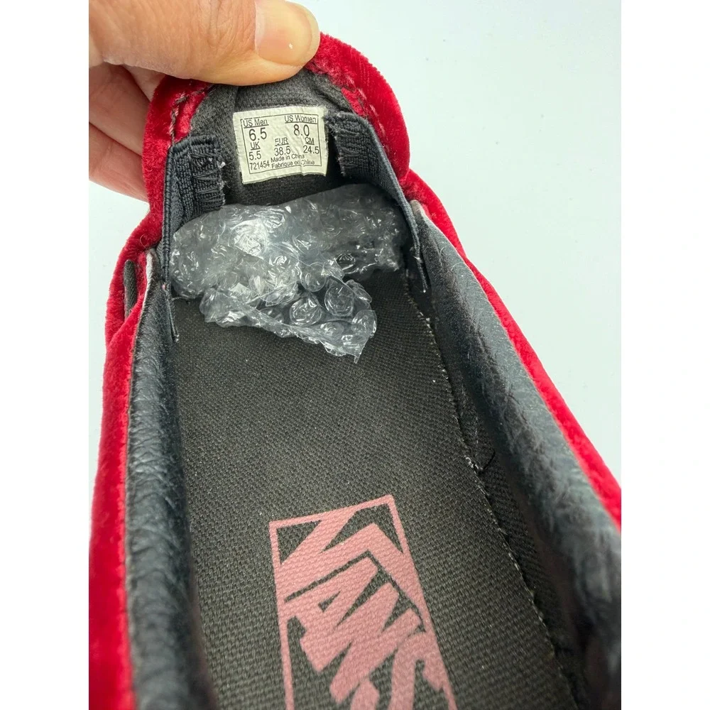 Vans Classic Slip On Womens 8 Red Excellent Velvet